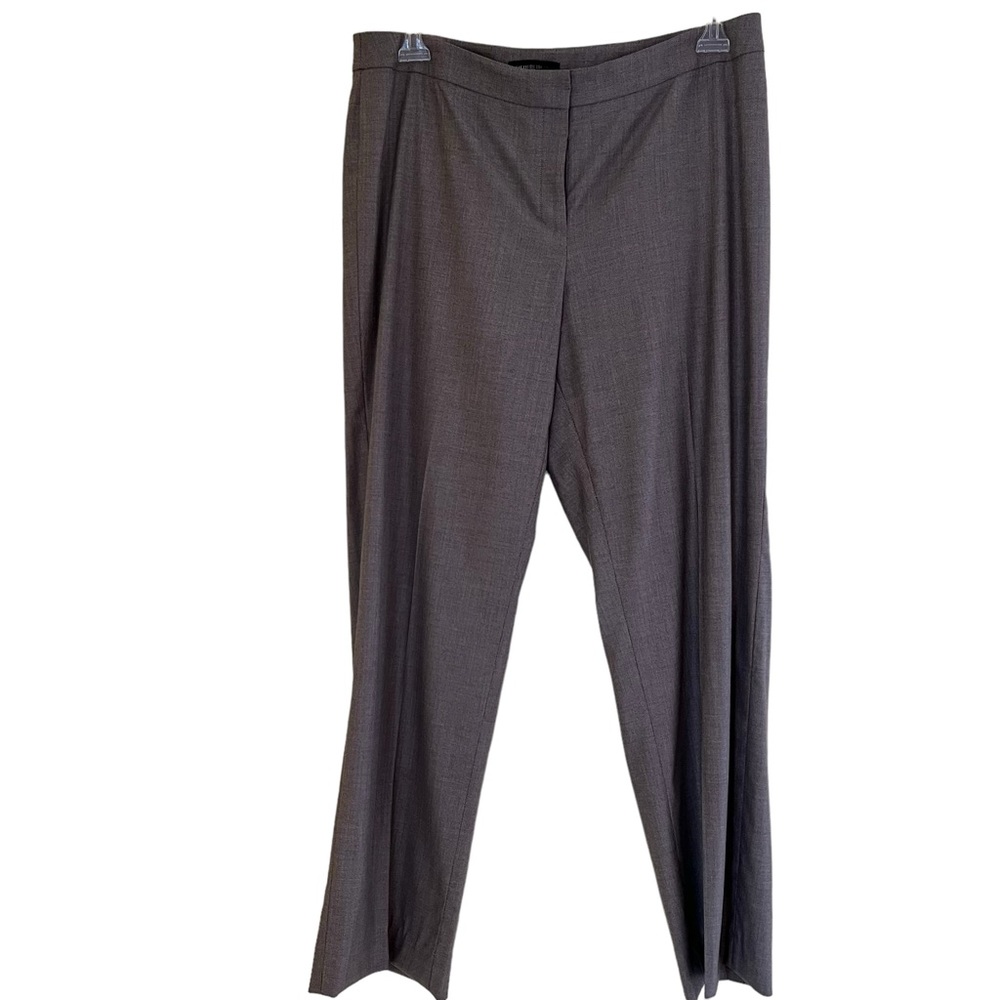 Lafayette 148 NY Brown/Cream Small Herringbone Wool Blend "Barrow" Trouser